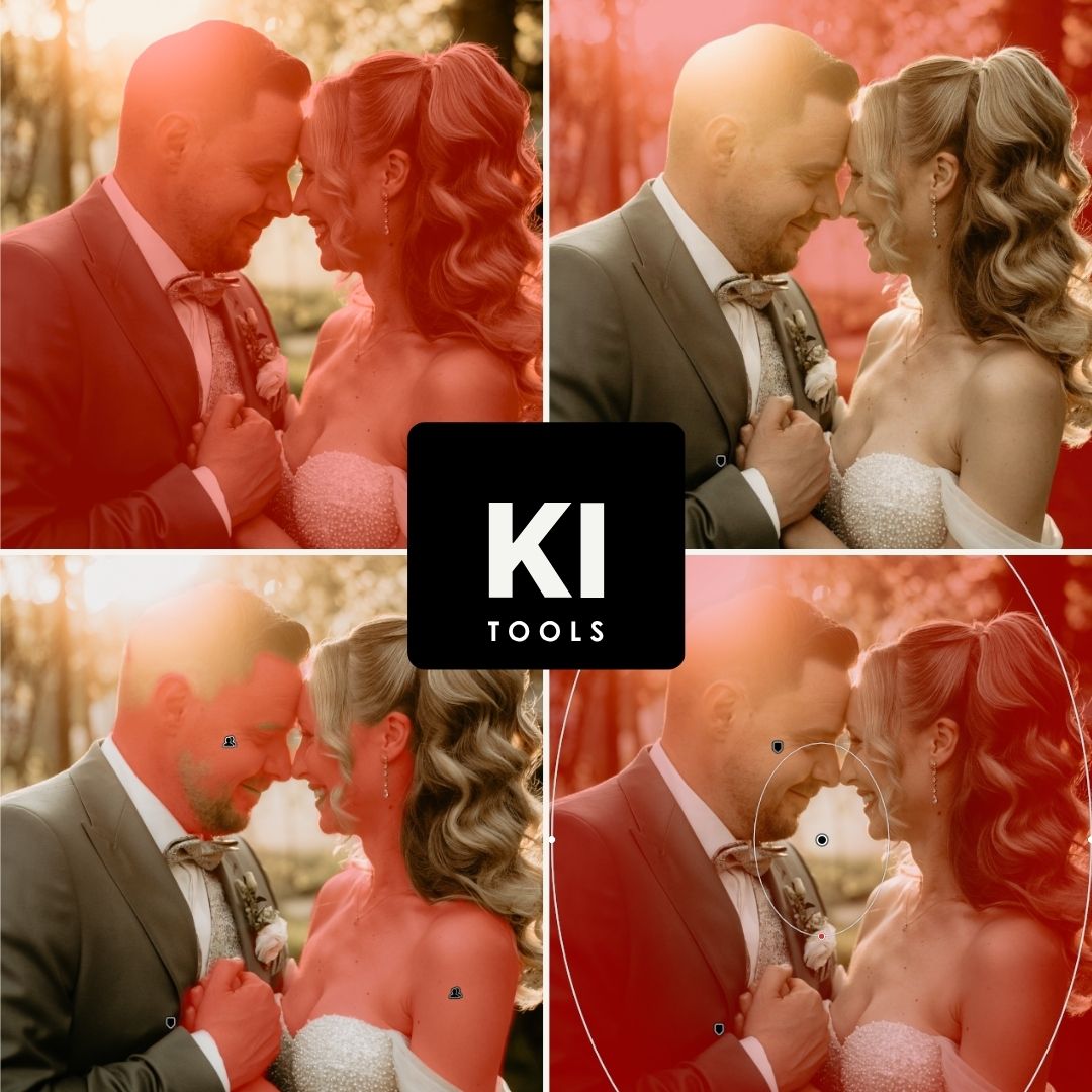 KI-Masken in Lightroom: Motiv, Hintergrund, Haut und Radialverlauf mit einem Klick ausgewählt, Teil der 20 Tools im Signature Preset Pack